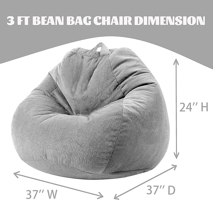 Bean Bag Chairs for Kids Chair Round Sofa Memory Foam Filling Reading Gaming Sofa for Living Room Bedroom-CubbioJoy