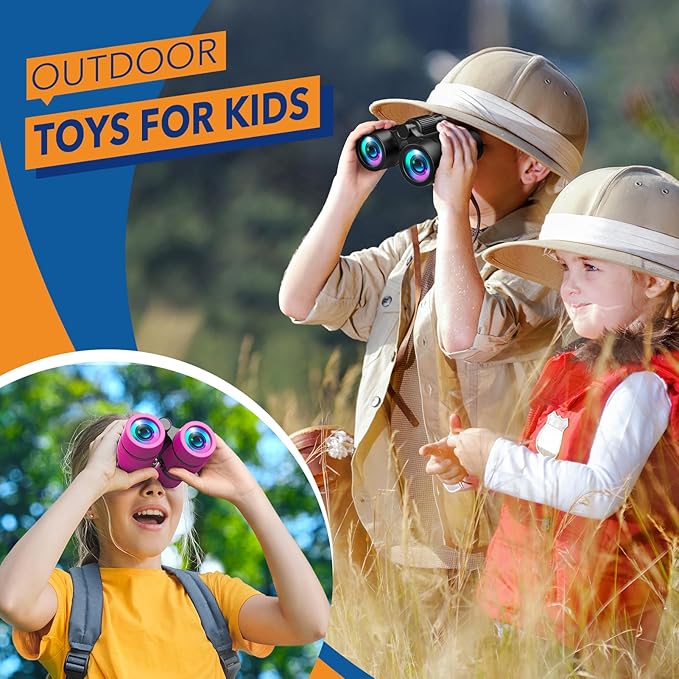 Boy Toys Ages 3-8: Kids Binoculars with Bird Watching Manual 4 5 6 7 8 Year Old Boys Girls Easter Birthday Gifts Outdoor Travel Binoculars Toy for Kid Age 4-6 Toddler Camping|Hiking Toys-CubbioJoy