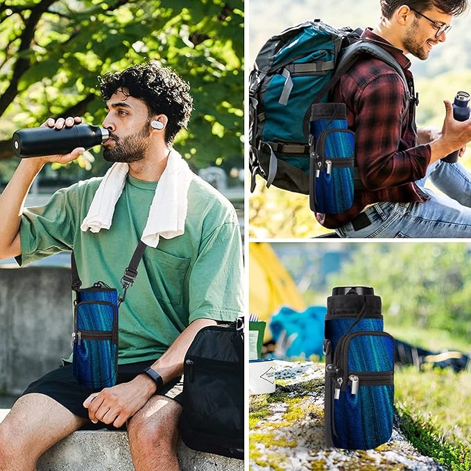 25/32/40/64oz Water Bottle Bag Holder Carrier-Insulated Crossbody Sling Case Sleeve with Strap & Pockets for Men Women Gym Cycling Travel Walking Hiking Camping-CubbioJoy