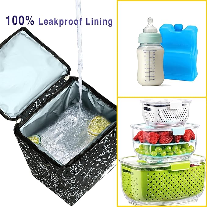 Breastmilk Cooler Bag with Ice Pack Fits 4 Baby Bottles Up to 9 Ounce Insulated Baby Bottle Bag Breast Milk Cooler on The Go with Strap Baby Bottle Cooler Bag for Nursing Mom Daycare or Travel-CubbioJoy