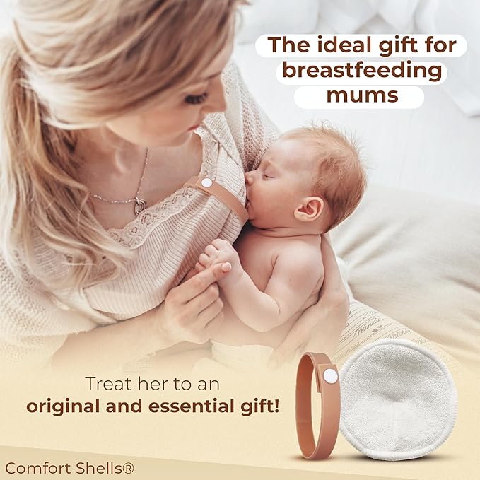 Comfort Shells® Reusable Nursing Pads – 14 Pack Ultra Soft Breast Pads + Laundry Bag + Nursing Clip Bracelet – Washable, Hypoallergenic – Absorbs Breast Milk Leaks-CubbioJoy