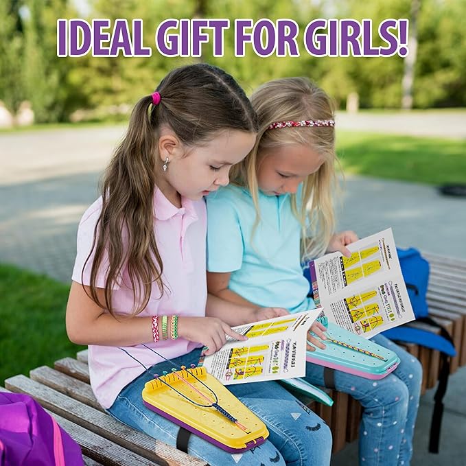 Chilpals Friendship Bracelet Making Kit for Girls,Arts and Crafts for Kids Ages 8-12,Birthday Gifts Ideas for Girl 7 8 9 10 11 Year Old - 2 in 1 Bracelets String Maker Toys Set (Yellow)-CubbioJoy