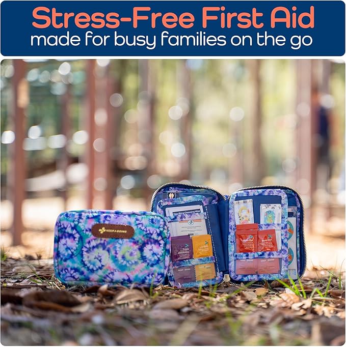 KeepGoing Travel First Aid Kit for Kids – 130 Pc. for Car, Home, Purse, Diaper Bag & Backpack with Latex-Free Bandages - Mini First Aid Kit Travel Size TSA-Approved-CubbioJoy