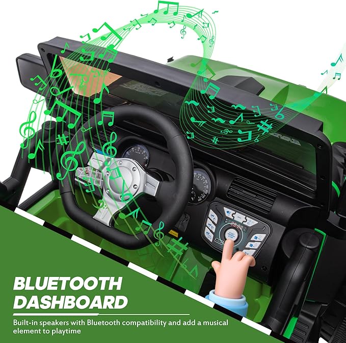 24V 9Ah Ride on Toy for Big Kids, 4x4 2 Seater Ride on Car Truck w/Remote Control, 4x200W Motors - Green-CubbioJoy