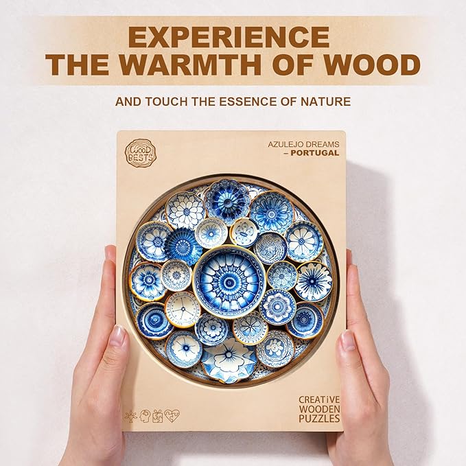 Jigfoxy Wooden Puzzles for Adults, Azulejo Dreams – Port Wood Puzzles Adult, Unique Animal Shape Wooden Jigsaw Puzzles for Adults, Birthday Gifts for Puzzle Lovers, Friend (S-8.5 * 8.4in-100pcs)-CubbioJoy