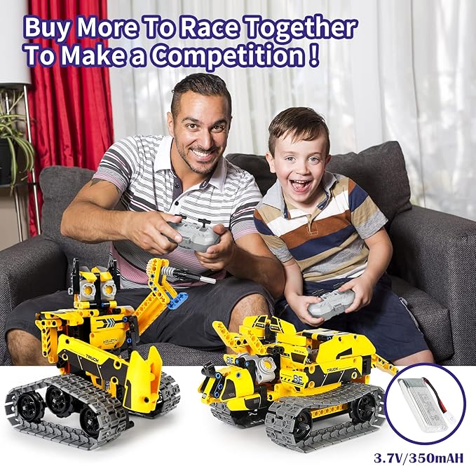 5 in 1 STEM Robot Toy Building Kit, 452 PCS Blocks App & Remote Control Engineering Toys Robotics for Kids Ages 8-12, RC Bulldozer Erector Sets for Boys Girls 6 7 9 10 11 13 14+ Birthday Gifts-CubbioJoy