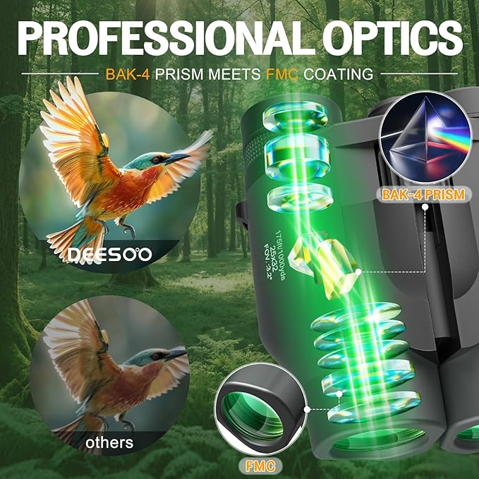 25x32 Binoculars for Adults Kids Compact - DEESOO High Powered Bird Watching Binoculars Lightweight with Small Size for Hunting Traveling Sports Hiking-CubbioJoy