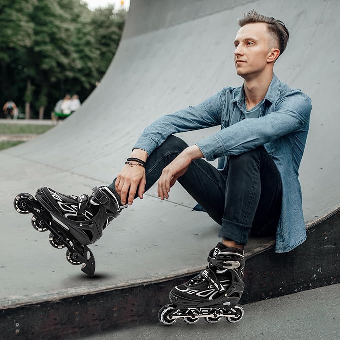 2PM SPORTS Vinal Girls Adjustable Flashing Inline Skates, All Wheels Light Up, Fun Illuminating Skates for Kids Men Adult Women and Boys-CubbioJoy