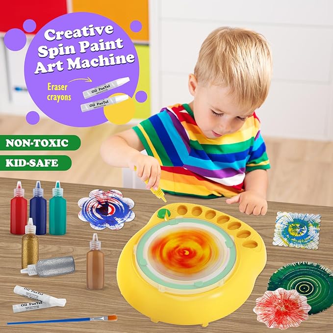 Arts and Crafts for Kids Ages 4-8,Paint Spin Art Machine Kit,Art Craft Set for 6-9 Year Old,Cool Painting Spinner Toys Kits Set,Art Supplies Birthday Gifts for Boy Girl Ages 6 7 8 9 10 11 12 Green-CubbioJoy