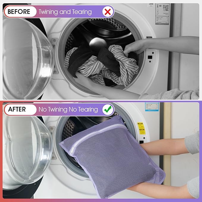 5Pcs Sturdy Mesh Laundry Bags for Delicates, Lingerie, Bras, Travel and Organzie - 5 Color(14x20 Inch)-CubbioJoy