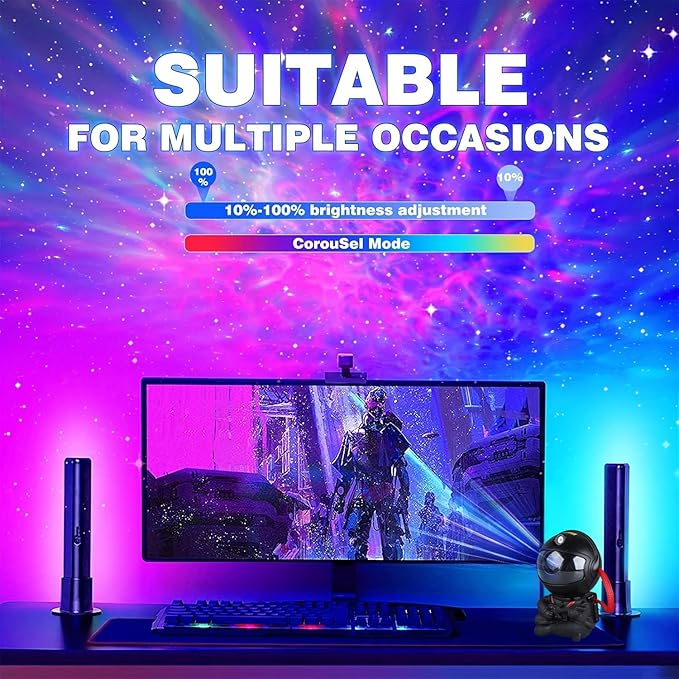 Astronaut Star Projector, Star Projector Galaxy Light for Kids，8 Modes Remote and 270° Adjustable Led Lights for Bedroom, Girls Room Decoration, Home Theater, Ceiling, Timer (Black Guitar)-CubbioJoy