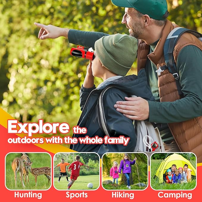 Binoculars for Kids 8x21 High-Resolution Real Optics with Magnifying Glass & Whistle Compass, Kids Binoculars for 3-12 Years Boys and Girls, Best Kids Toys for Outdoor Bird Watching, Hiking, Travel-CubbioJoy