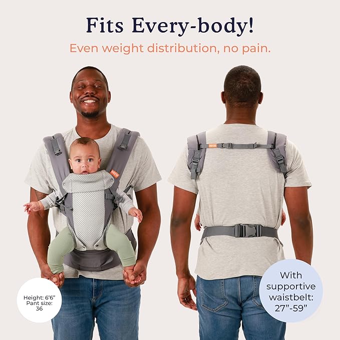 Beco Gemini Baby Carrier from Newborn to Toddler - Certified Ergonomic Newborn Baby Carrier for Infants and Children of 7-35 lbs - M Shape, Adjustable Seat, Breathable 3D Mesh (Cool Dark Grey)-CubbioJoy