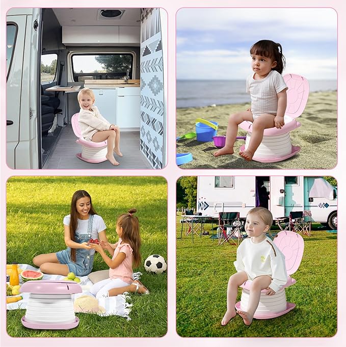 2025 Upgraded Portable Potty Training, Travel Potty for Toddler, portable toilet for kids Foldable, Apply to Seat Emergency Toilet for Camping, Outdoor,Car, Indoor(Pink)-CubbioJoy