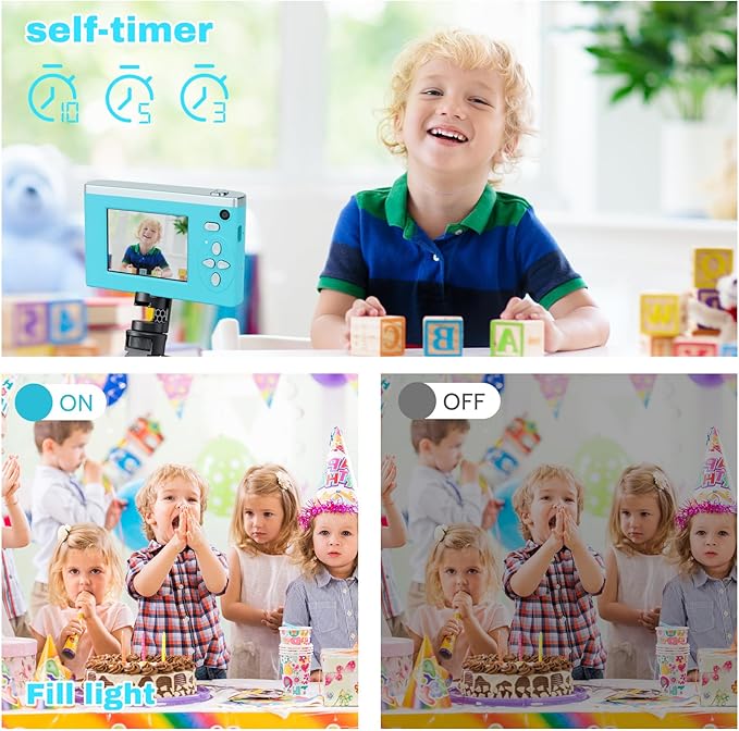 Digital Camera FHD 1080P Video & 8X Digital Zoom - Compact Point and Shoot Digital Camera with 2.4" Screen, 800mAh Rechargeable Battery - Portable Small Camera for Kids Teens Girls Boys (Teal)-CubbioJoy