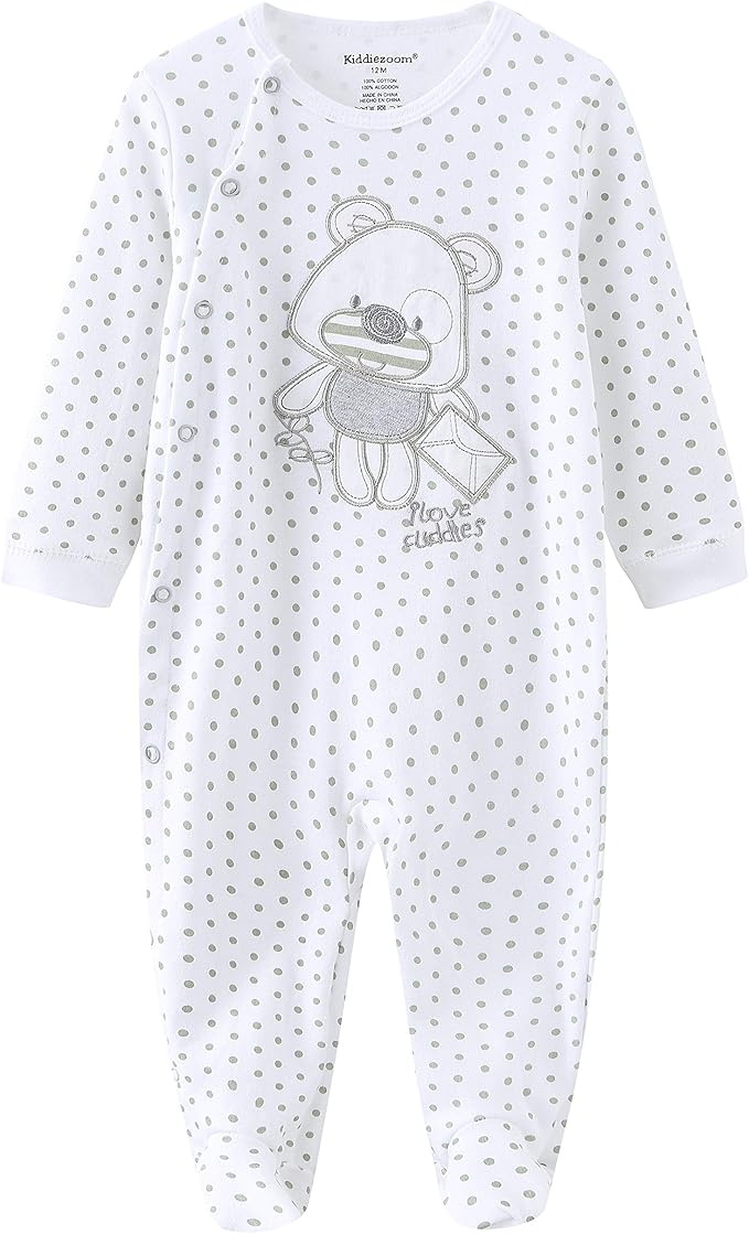 Kiddiezoom Baby and Toddler Boys'Snug Fit Footed One-Piece Romper Jumpsuit Cotton Cotton Footed Outfit-CubbioJoy