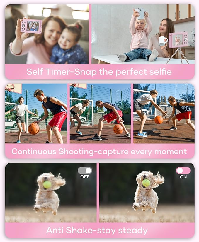 Digital Camera, 56MP FHD 1080P Point & Shoot Camera with 32GB SD Card, 2 Batteries, and Lanyard, Ideal for Kids & Teens, Suitable Gift for Girls-CubbioJoy