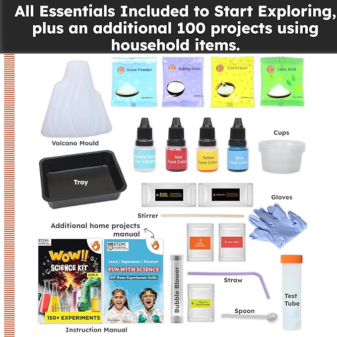 Butterfly EduFields 150+ Science Kits For Kids Age 8-9-10-11-12-13-14 | S.T.E.M Project for Boys & Girls |Science Experiments For kids 9-12 | Volcano Science Kit |Chemistry Set and Great Gift for Kids-CubbioJoy