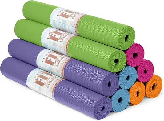 10 Pack Economy Yoga Mat, 68" x 24" Non Slip Exercise Mat, 3mm Thick Gym Mat, Bulk Non Toxic Yoga Mats for Home Workout and Studios-CubbioJoy