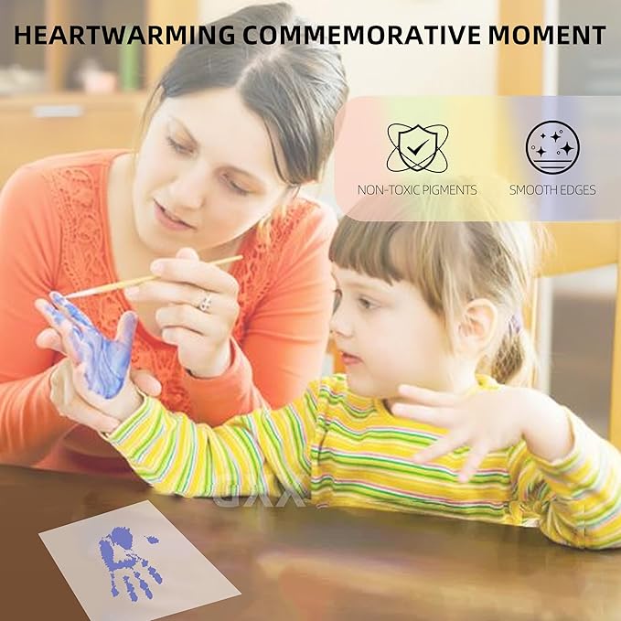 CHERRY CHEERS Family Handprint Kit with Light, Handprint Keepsake Frame, Wooden Led Light, Easy Install, No Need Screw etc, Non-Toxic Paints (Black)-CubbioJoy