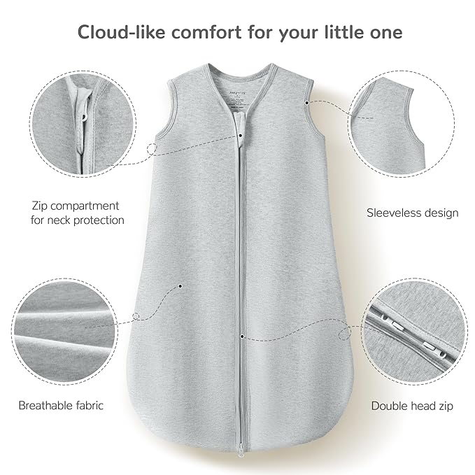 JELLYMONI Baby Sleep Sack 18-24 Months 100% Cotton Wearable Blanket, 0.5 TOG Soft Lightweight Toddler Sleeping Sack 3 Pack 2-Way Zipper Newborn Sleep Sacks-CubbioJoy
