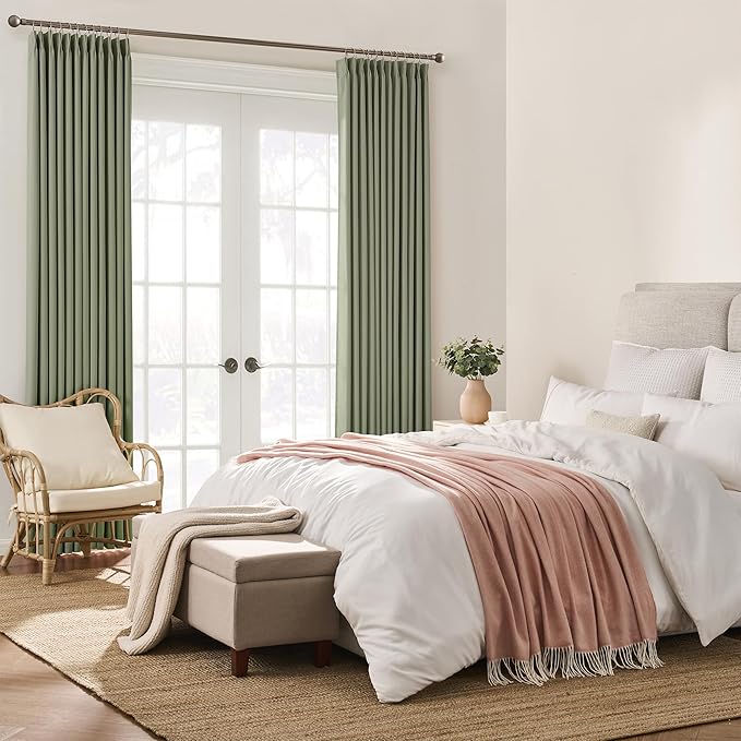 KEQIAOSUOCAI Sage Green Blackout Curtains Pinch Pleat 84 Inches Long Thermal Insulated Black Out Drapery for Bedroom Light Blocking Window Covering Darkening Drapes for Living Room 40x84 2 Pieces-CubbioJoy