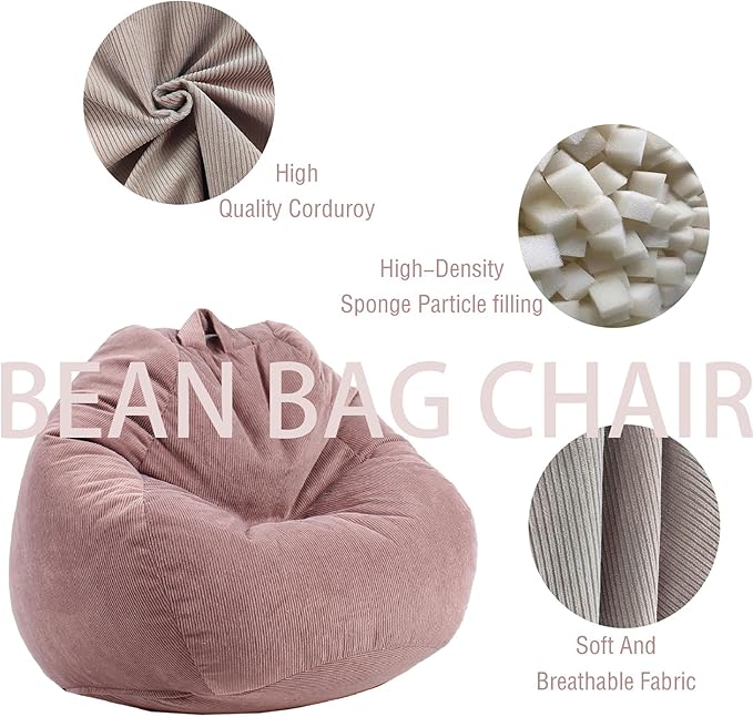 Bean Bag Chairs for Kids Chair Round Sofa Memory Foam Filling Reading Gaming Sofa for Living Room Bedroom-CubbioJoy