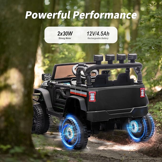 12V Kids Ride on Car Truck, Kids Electric Vehicles Car Ride on Toy for Toddlers 3-5 with Remote Control - Black-CubbioJoy