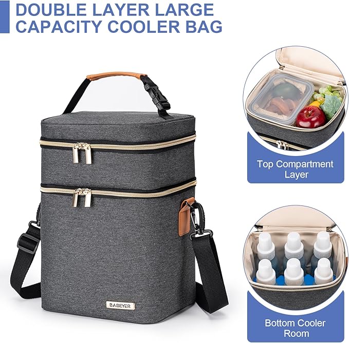 Breastmilk Cooler Bag with Ice Pack Fits 6 Baby Bottles Up to 9 Ounce-CubbioJoy