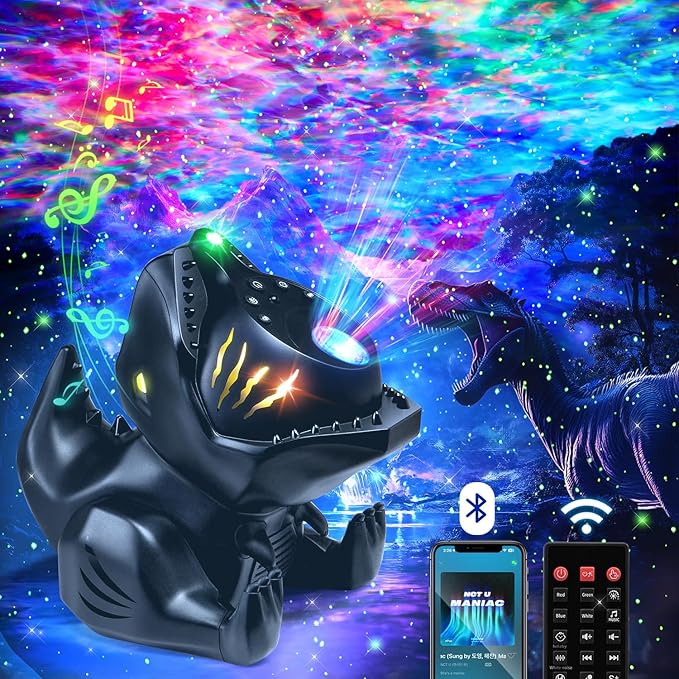 Dinosaur Baby Sound Machine Night Light Projector, 22 White Noise Machine Baby 5.3 Bluetooth Speaker, 196Color Remote Control | Toddler Night Light for Kids, Boy Gift Dinosaur Decor Galaxy Light-CubbioJoy
