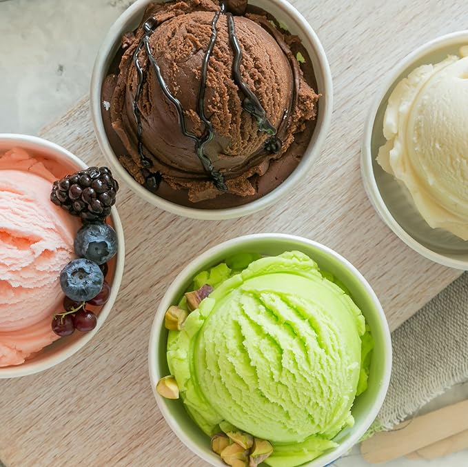 BALCI - 16oz Ice Cream Containers with Silicone Lids (Set of 4) - 1 Pint Each Freezer Food Storage Containers, Reusable, LeakProof, For Homemade IceCream Containers - Blue, Red, Green, Purple-CubbioJoy