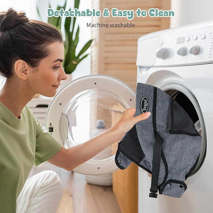 Booster Seat for Dining Table: Portable Toddler Booster Chair with Safety Buckle and Height Adjustable, Foldable Baby Feeding Chair, Kids High Chair Booster Seat for Kitchen Home Travel - Grey-CubbioJoy