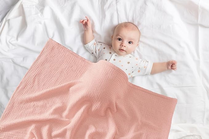 2-Pack Nursing Covers for Breastfeeding, 100% Organic Cotton Muslin Breastfeeding Cover, Multi-Use Nursing Scarf, Car Seat Canopy, Stroller Cover, Soft Breathable Baby Blanket Pink-CubbioJoy