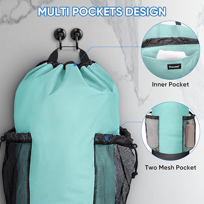 BALEINE 150L Laundry Bag Backpack, 900D Oxford Fabric Large Travel Laundry Bags with Shoulder Straps and 2 Mesh Pockets for College Dorm, Apartment, Laundromat (Sky Blue, 150L)-CubbioJoy