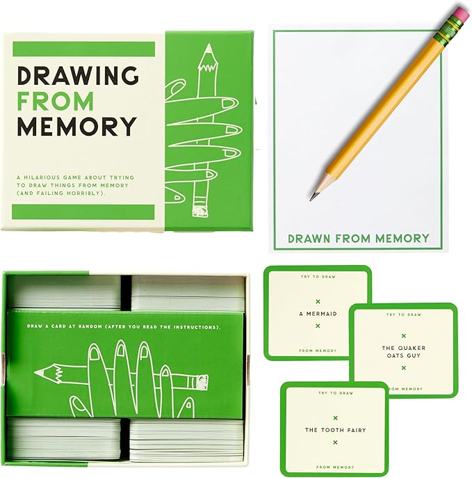 Brass Monkey Drawing from Memory - Social Party Game with 300+ Game Card Prompts for Drawing from Memory-CubbioJoy