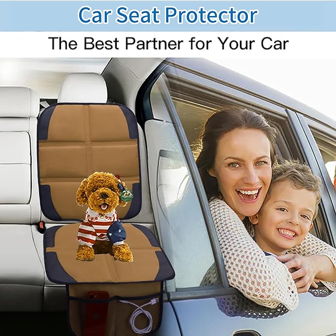 Car Seat Protector for Child Car Seat, 2 Pack Baby Car Seat Covers with Mesh Pockets & Non-Slip Backing 600D Durable Seat Protector-CubbioJoy