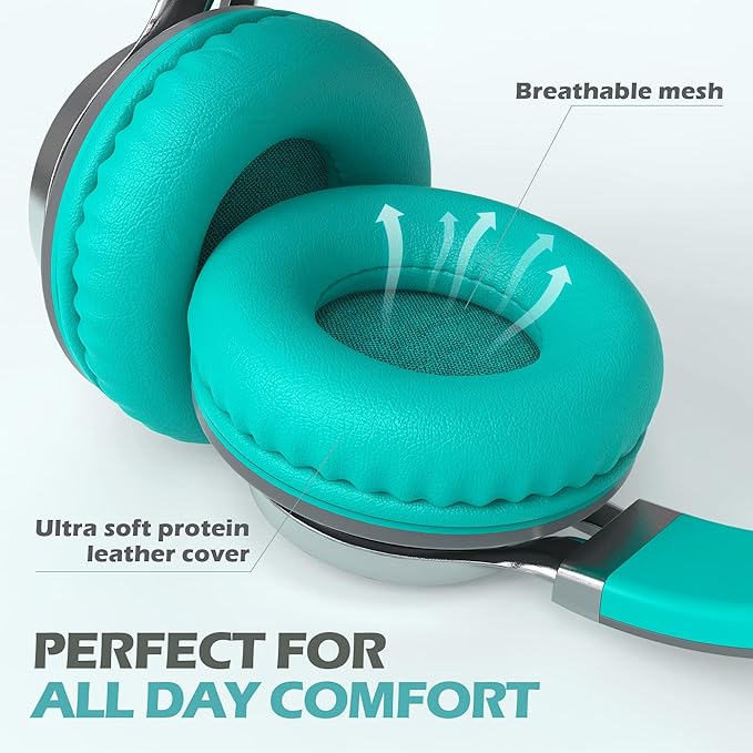 AILIHEN C8 Wired Headphones with Microphone and Volume Control Folding Lightweight Corded Headset for Cellphones Tablets Chromebook Phones Smartphones Laptop Computer PC Mp3/4 (Grey/Mint)-CubbioJoy