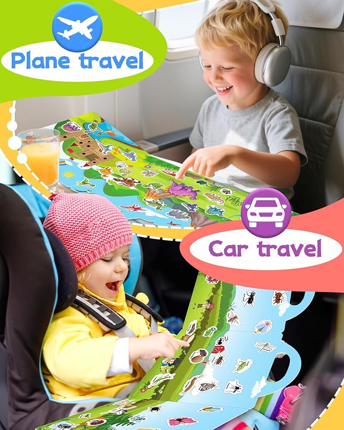 Benresive Reusable Sticker Books for Kids 2-4, Sticker Books for Toddlers 1-3 2-4, Toddler Travel Toys Activities Crafts Gifts - Animals, Dinosaurs and Insect-CubbioJoy