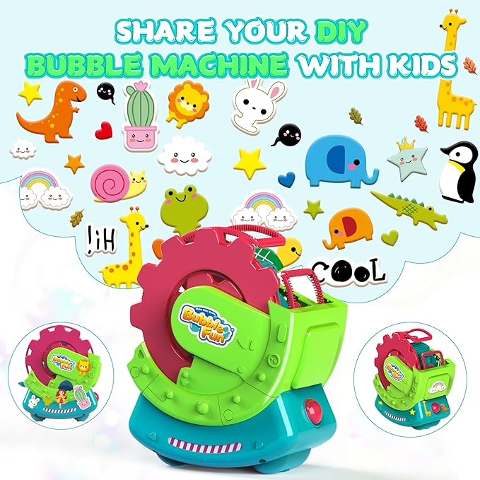 Bubble Machine for Toddlers Kids & Pets, with 8oz Safe Solution, Extra Large & Bubbles in Bubble Maker, Children & Pets Dog Toys Gift, Indoor/Outdoor Birthday Wedding Party Bubble Blower-CubbioJoy