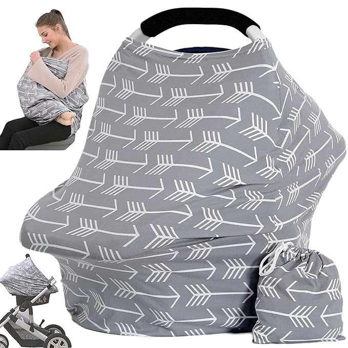 Car Seat Canopy Breastfeeding Cover - Multi Use Baby Stroller and Carseat Cover, Breastfeeding Covers, Boys and Girls Shower Gifts (Classical Arrows)-CubbioJoy