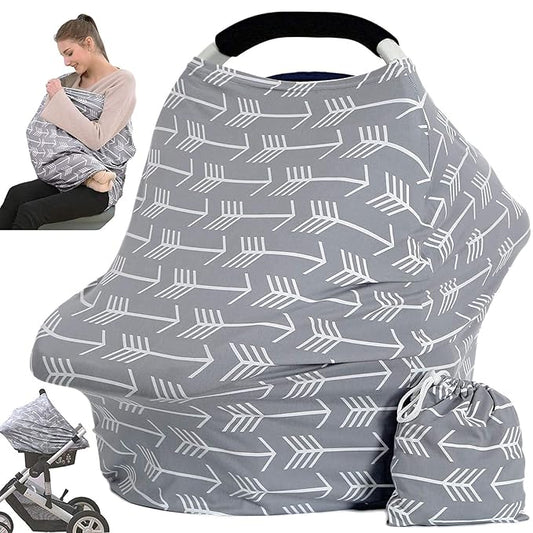 Car Seat Canopy Breastfeeding Cover - Multi Use Baby Stroller and Carseat Cover, Breastfeeding Covers, Boys and Girls Shower Gifts (Classical Arrows)-CubbioJoy