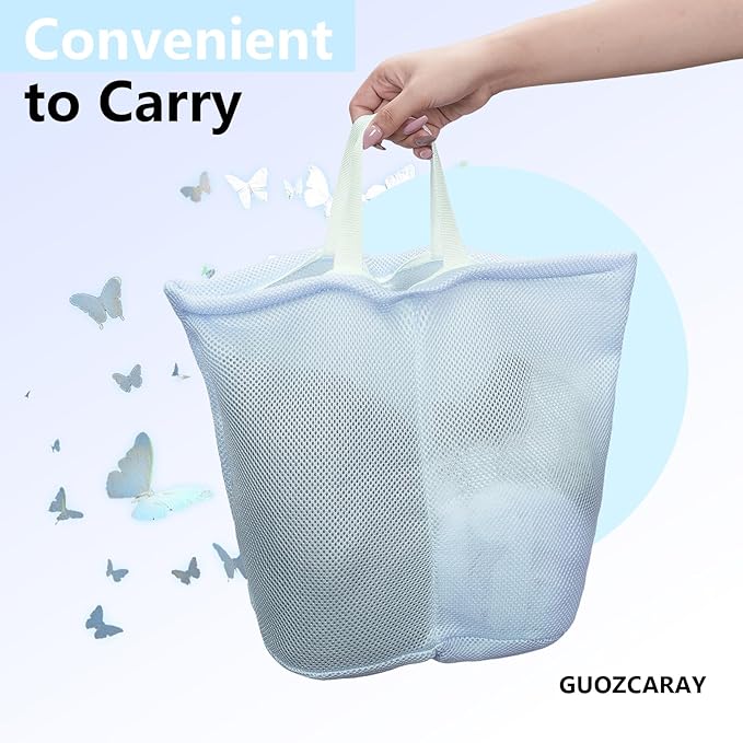 2 Pcs laundry bag with handles mesh laundry bags washing machine laundry totes travel storage and sorting bag for Clothes laundry bag for delicates(Blue2N)-CubbioJoy