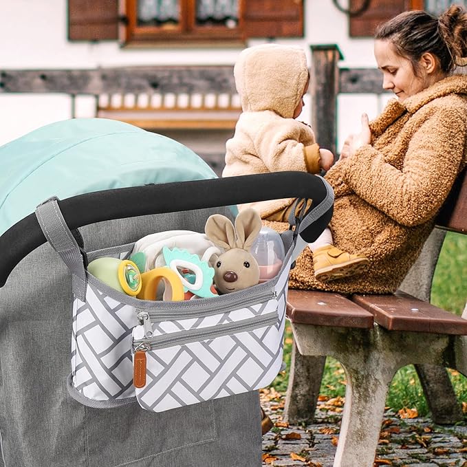 Accmor Universal Stroller Organizer with Detachable Phone Bag, Stroller Bag Caddy Organizer Stroller Accessories for Uppababy, Baby Jogger, Nuna, Doona, Britax Strollers-CubbioJoy