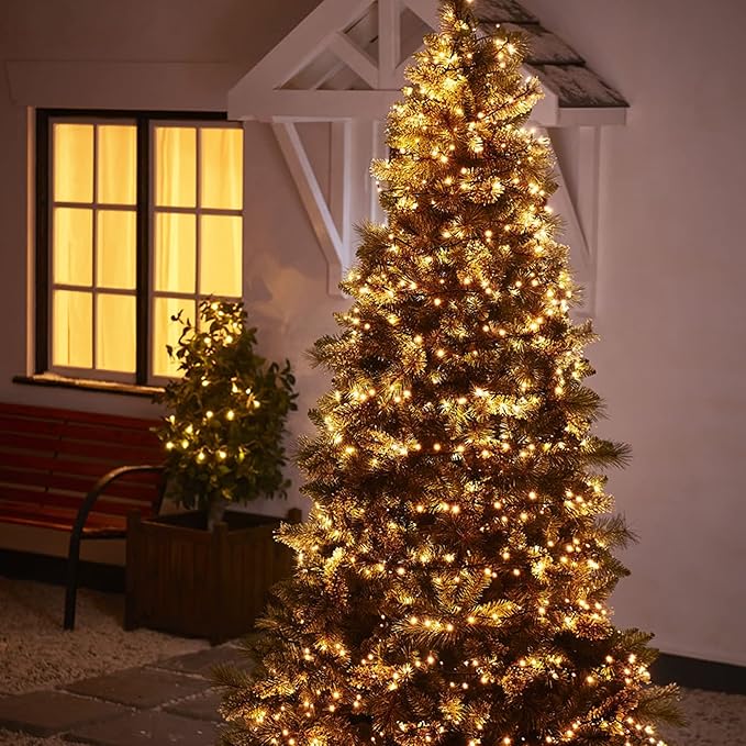 Dazzle Bright Christmas String Lights, 100 LED 33 FT Connectable Fairy Lights with 8 Modes, Waterproof Christmas Decorations for Indoor Outdoor Holiday Party Home Tree Decor (Warm White)-CubbioJoy