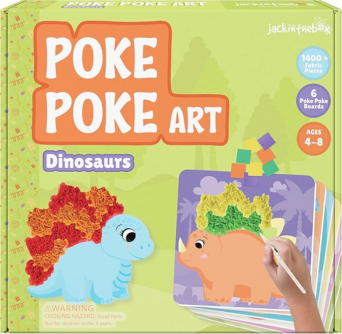 jackinthebox Poke Poke Art – Dinosaurs Theme, Mess-Free Fabric Art and Craft, Flower Pressing Kits, Gift for Kids, Toys for Girls and Boys Ages 4 5 6 7 8-CubbioJoy