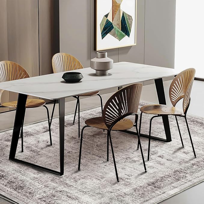 Area Rug 5'x7' Washable Rug Floral red Vintage Traditional Floor Cover Thin Retro Kitchen Indoor Distressed Non Slip Carpet for Living Room Bedroom Dining Room-CubbioJoy