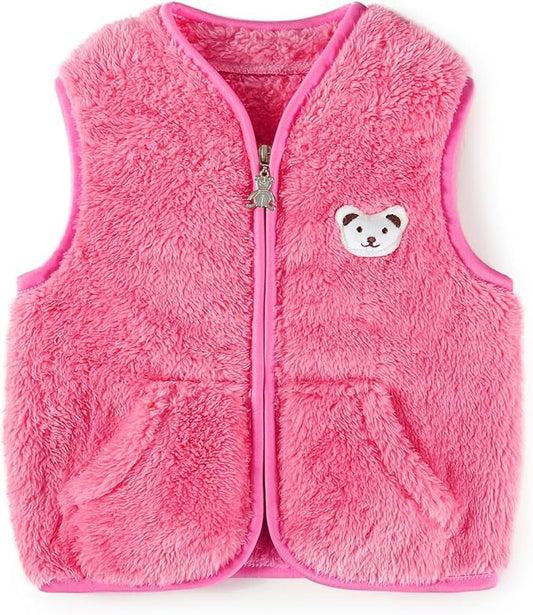 Baby Boys Girls Fleece Vest Zip Up Cute Bear Jackets Fuzzy Fall Winter Warm Clothes Newborn Outwear for Toddler Infant-CubbioJoy