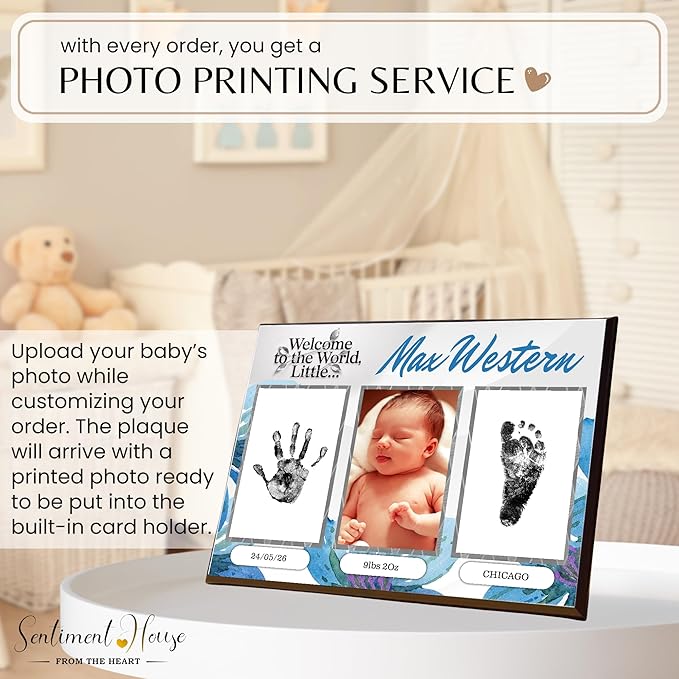 Inkless Hand and Footprint Kit, Baby Keepsake Plaque & Baby Shower Gifts - Ideal as Mom To Be Gift, Nursery Picture Frames, Clean Touch Hand and Footprint Kit (Style 1 - Design 3)-CubbioJoy