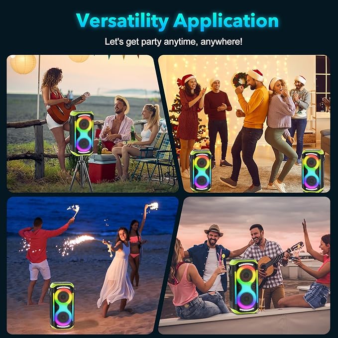 Bluetooth Speaker 160W Loud Wireless Boombox Portable Big Powerful Deep Bass Sound TWS Large Outdoor Home Party Speakers with Subwoofer LED Lights-CubbioJoy