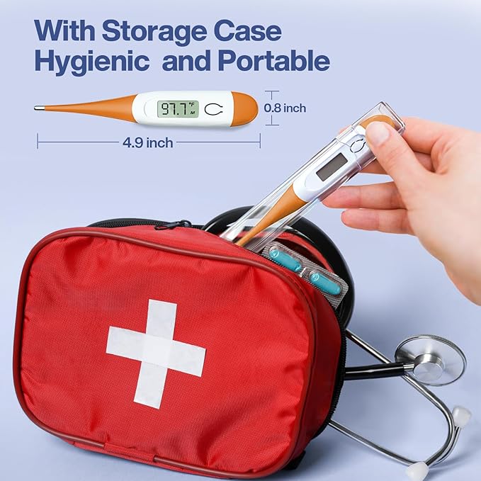 Boncare 10 Seconds Digital Thermometer for Adults and Kids - Accurate & Safe Rectal Thermometer for Baby with Fever Alarm, Oral Thermometer FSA HSA Eligible (Orange)-CubbioJoy